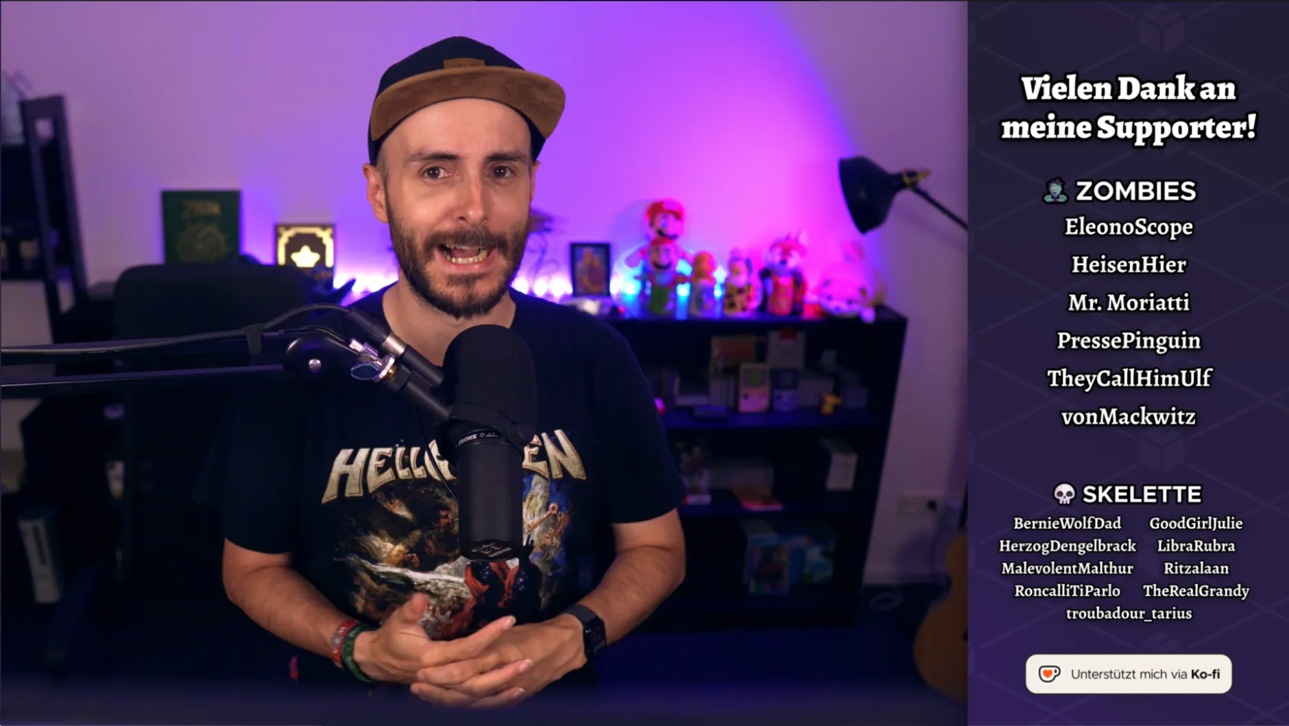 Ein Screenshot von einem Video, unten sind klein Beispielnamen für Unterstützer:innen eingeblendet.