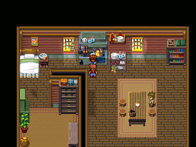 Der NPC, bei dem ihr in der Tauschquest im RPG-Maker-Spiel Mondschein die Bratpfanne eintauscht.