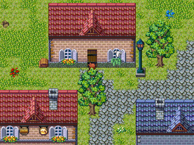 Das Haus, in dem ihr in der Tauschquest im RPG-Maker-Spiel Mondschein die Bratpfanne eintauscht.