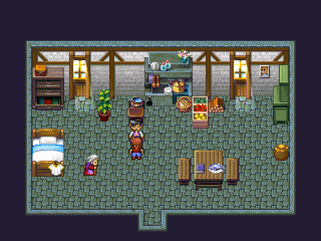 Der NPC, beit dem ihr in der Tauschquest im RPG-Maker-Spiel Mondschein das Kochbuch eintauscht.