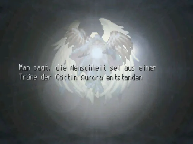 Ein Screenshot aus dem Intro von Aurora's Tear, wo die Göttin Aurora zu sehen ist.