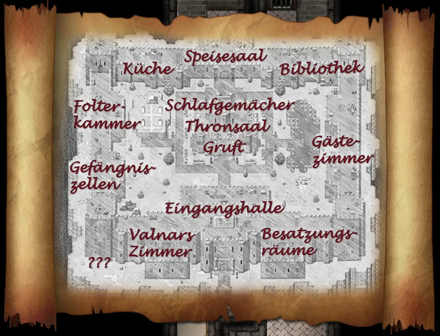 Karte von Asgars Schloss im Vampires Dawn Reborn
