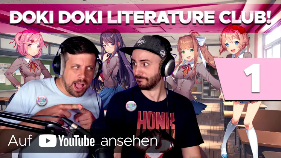 YouTube-Thumbnail meines und Munks Let's Plays von Doki Doki Literature Club!