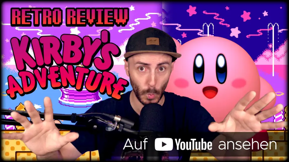 YouTube-Thumbnail meines Reviews von Kirby's Adventure