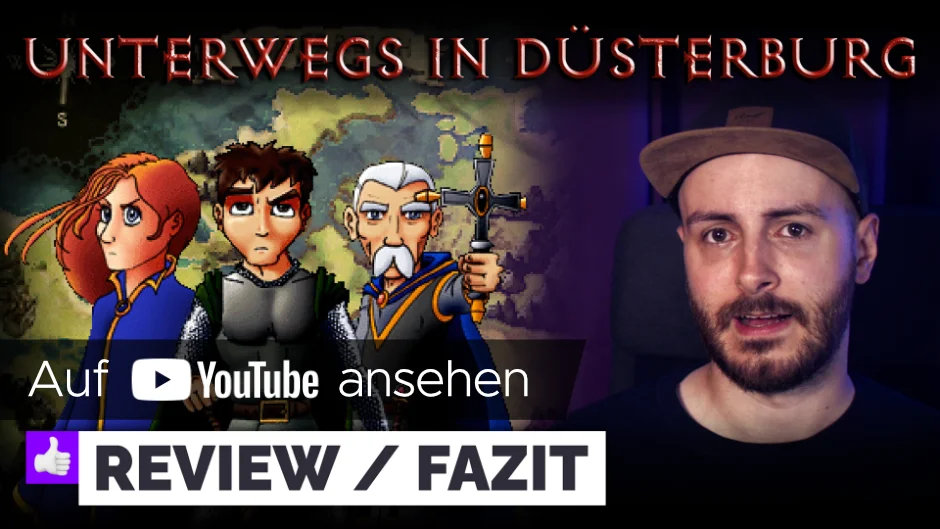 YouTube-Thumbnail meines Reviews von Unterwegs in Düsterburg